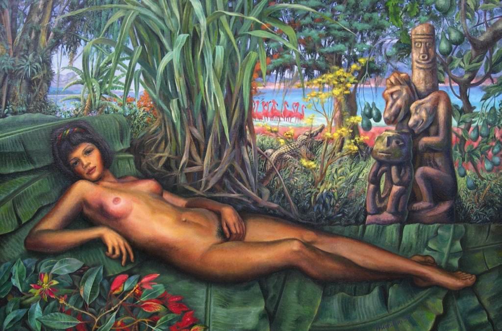 MICHILINI 1996, La Venere Centroamericana, olio su tela, cm111x166