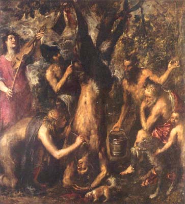 La punizione di Marsia, 1570, olio su tela, cm 212x207, Kromeriz, Museo Nazionale 