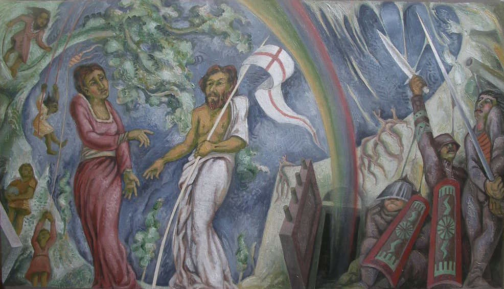 LA RESURREZIONE, bozzetto per il trittico murale nella Chiesa Parrocchiale di San Martino al Tagliamento, Pordenone, 2009, olio su tela, cm60x80