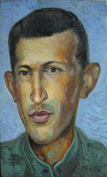 Sergio Michilini, HUGO CHAVEZ JOVEN, 2015, oleo-tela, cm.60x35