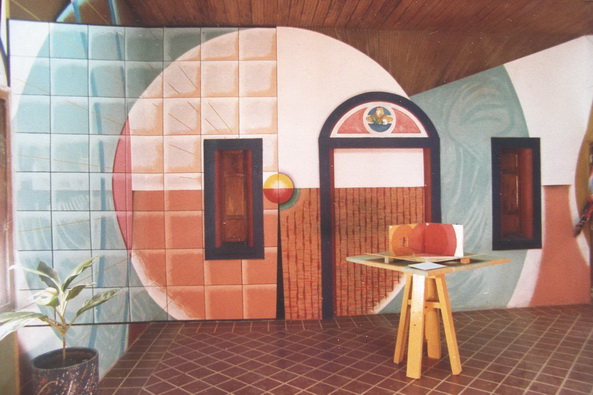 4 z 1 -1986-2a  ANAMORFOSI murale poliangolare didattico, Leon, Nicaragua