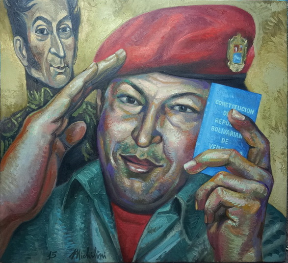Sergio Michilini, HUGO CHAVEZ FRIAS, 2015, oleotela, cm.74x80