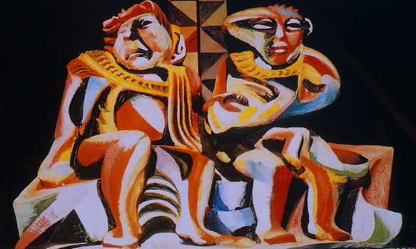 Sergio Michilini, TAMAGASTAD Y CIPALTONAL, 1984, escultopintura de terracota, Iglesia Santa Maria de los Angeles, Barrio Riguero, Managua
