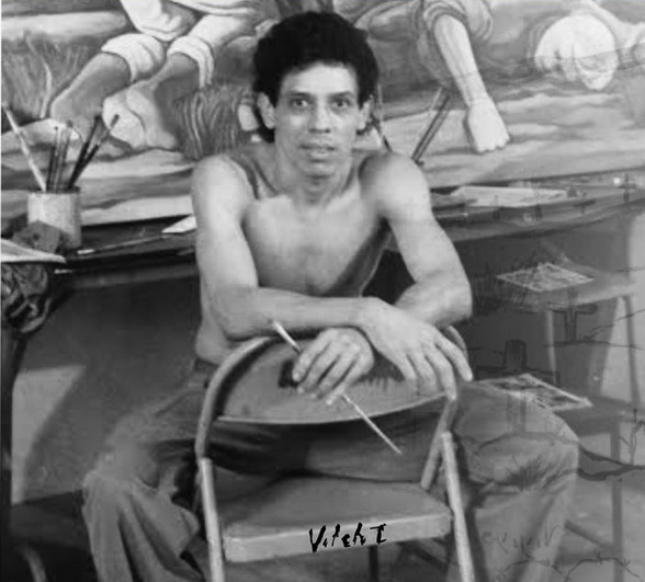 1991 El maestro panameño VIRGILIO ORTEGA SANTIZO (primer pintor de una brigada muralista internacional en llegar a Nicaragua a raíz del triunfo revolucionario)