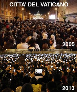 Smartphone utilizzati dal pubblico durante le Elezioni Pontificie nel 2013