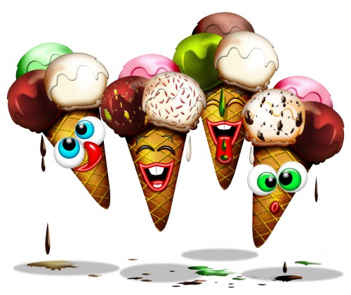 Cono Gelato-Ice Cream-Glace-Cartoon