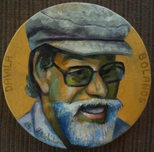 54 - RETRATO REDONDO DE DAVILA BOLAÑOS, 2015, óleo-tela, cm.31x31 $ 4,000 USD