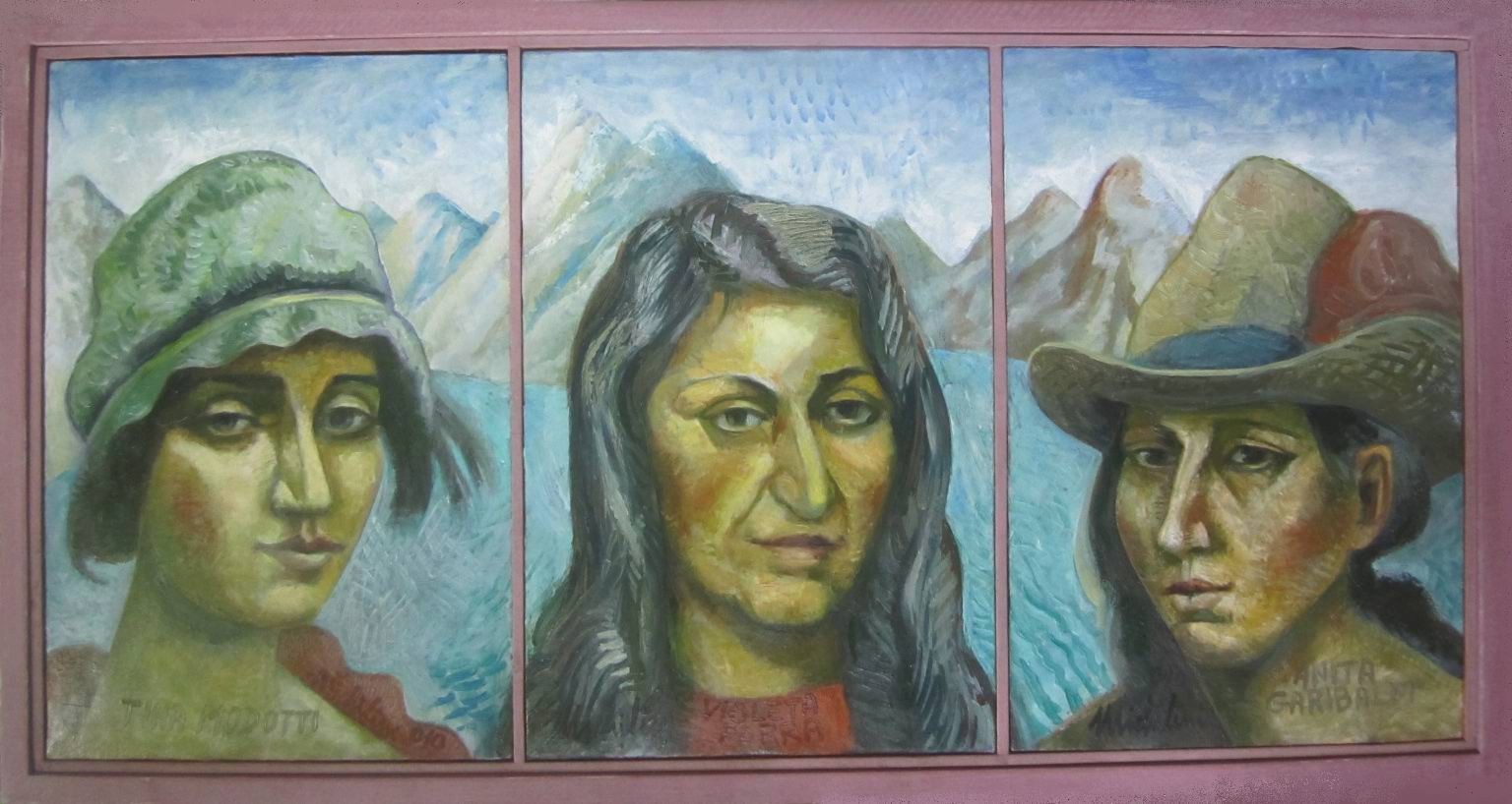 Sergio Michilini, TINA,VIOLETA E ANITA, 2010, olio su tela, trittico cm.60×120 