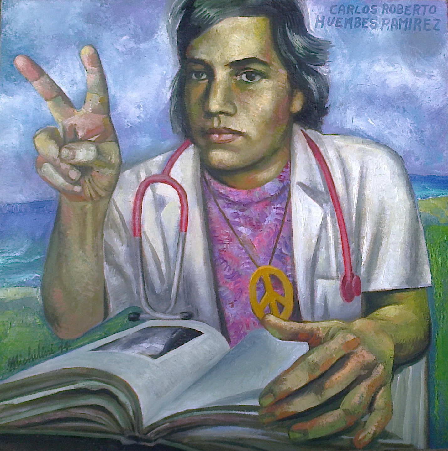 Sergio Michilini, RETRATO DE CARLOS ROBERTO HUEMBES RAMIREZ, 2014, óleo sobre tela, cm.70x70