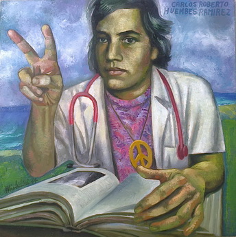Sergio Michilini, RETRATO DE CARLOS ROBERTO HUEMBES RAMIREZ, 2014, óleo sobre tela, cm.70×70