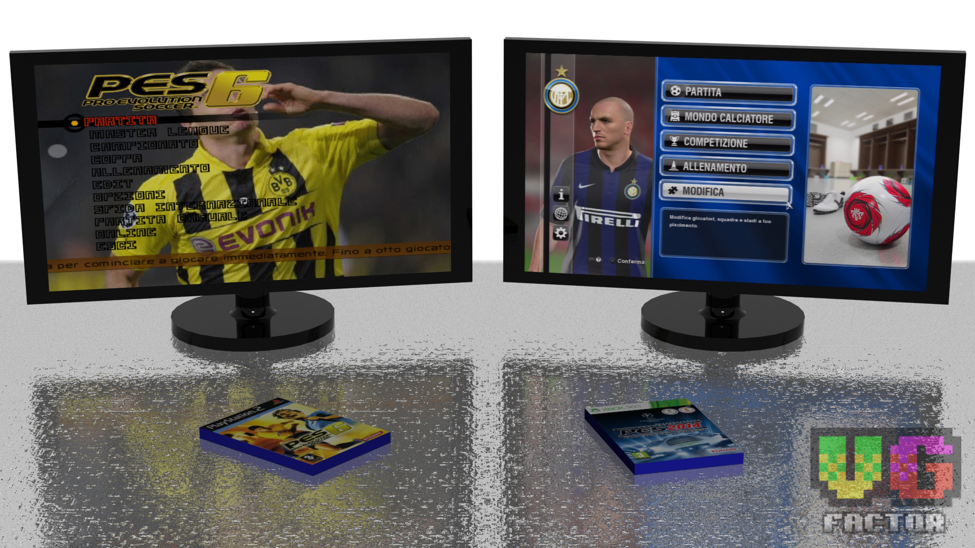 Multiscreenshot - Pes 6 PS2 VS Pes 2014 PS3